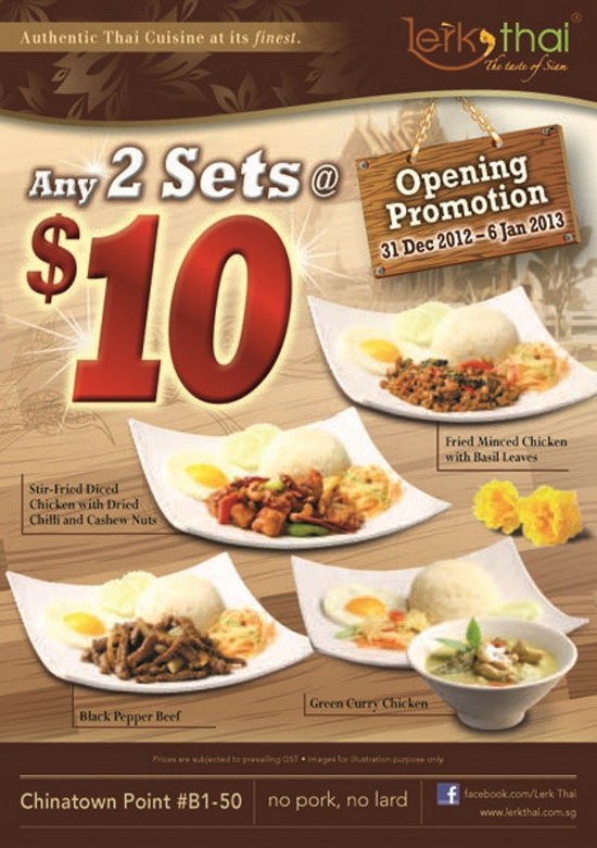 Lerk Thai Opening Promotion @ Chinatown Point - Any 2 Sets @ $10