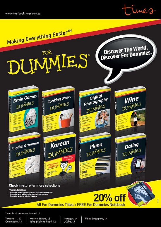 Times Bookstores Dummies Books Promotion - 20 Off + Free Notebook!