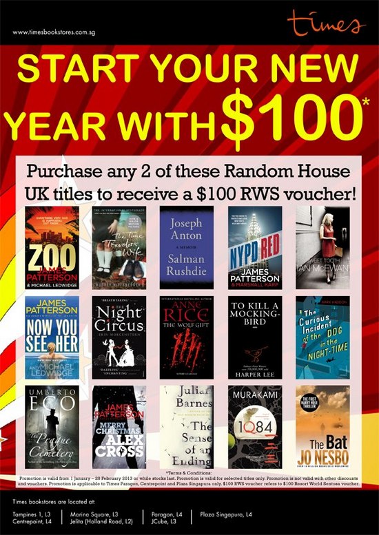 Times Bookstores Random House UK Titles Promotion - Free $100 RWS Voucher!