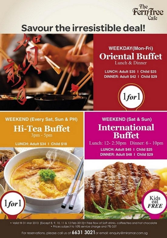 Hotel Miramar 1 For 1 Buffet Deals (Till 31 Mar 2013)