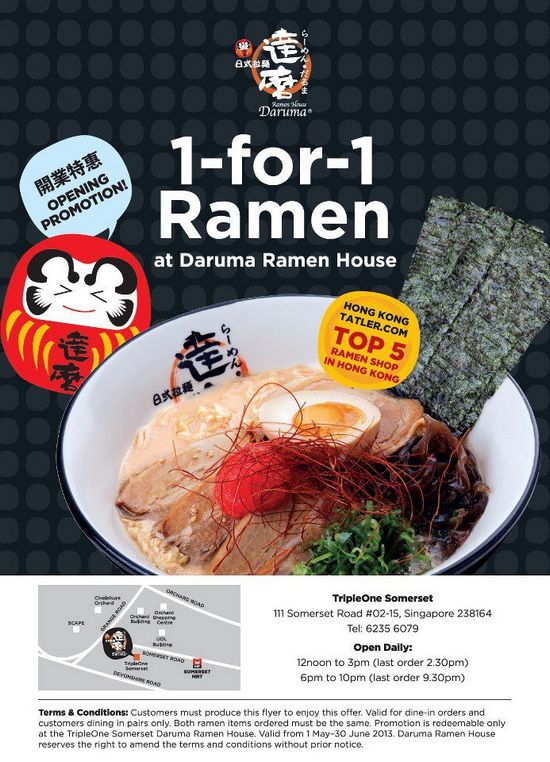 1 For 1 Ramen @ Daruma Ramen House Opening Promotion