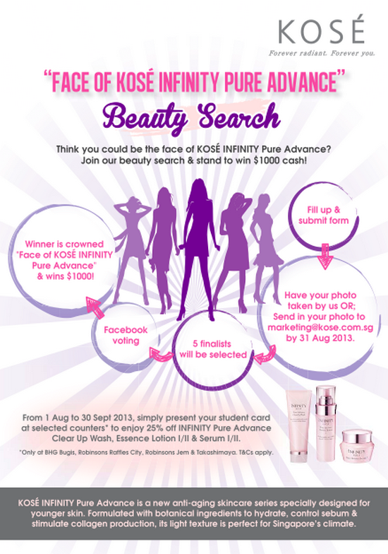 Face of KOSE Infinity Pure Advance Beauty Search (Till 31 Aug 2013)