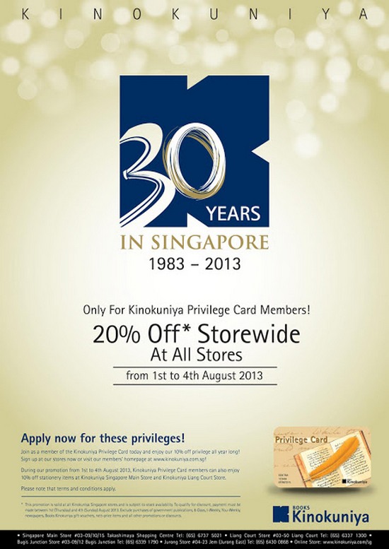 Kinokuniya 30th Anniversary Promotion (Till 4 Aug 2013)