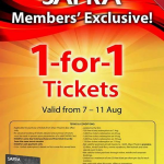 SAFRA Members’ Exclusive – 1 For 1 Movie Tickets (Till 11 Aug 2013)