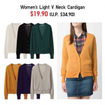 Uniqlo Women’s Light V Neck Cardigan @ $19.90